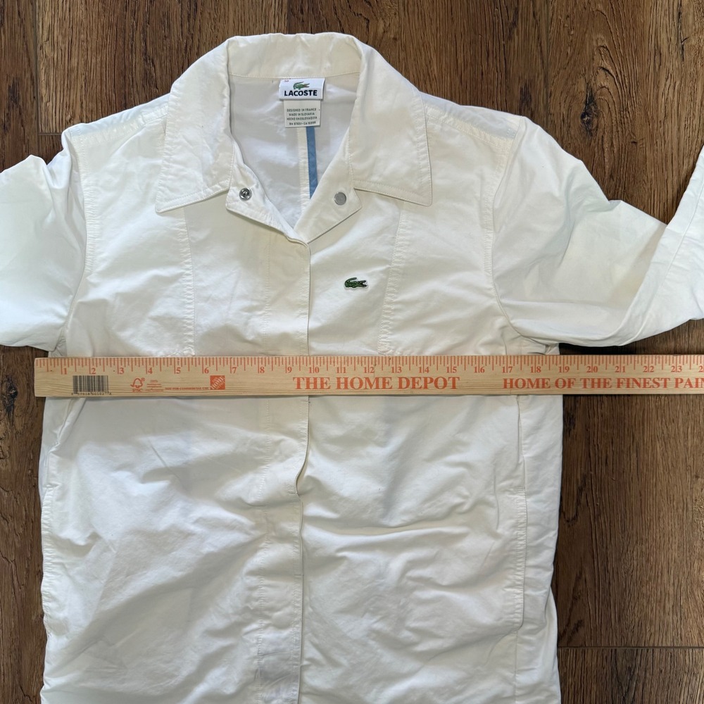 Lacoste Womens Lightweight Snap Front Jacket White Size 38 Embroidered Logo Coat - Picture 10 of 11